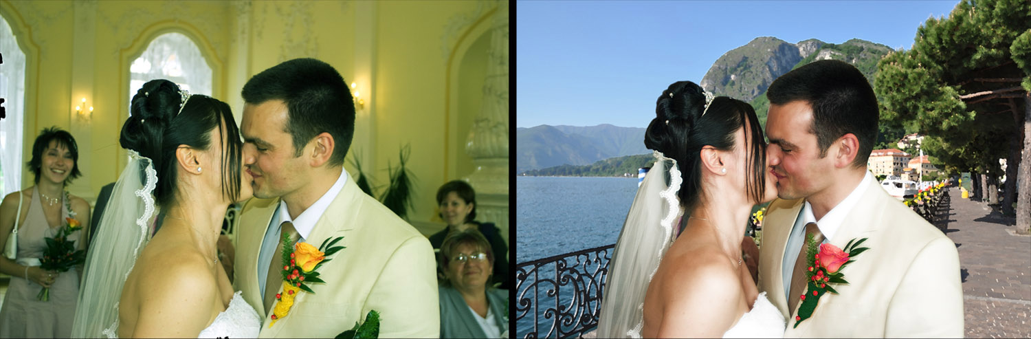 Wedding picture, before and after