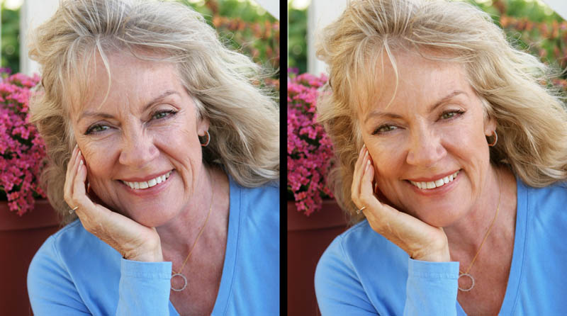 Natural retouching before-and-after image (woman)