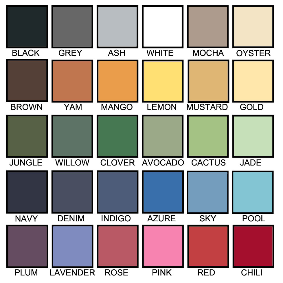 T shirt color chart B