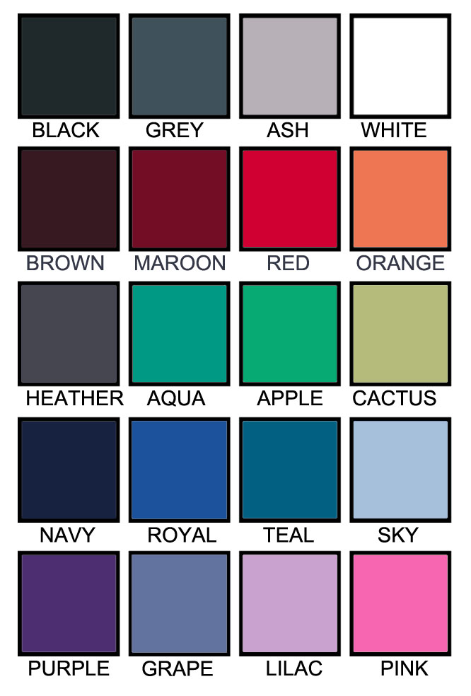 T shirt color chart C
