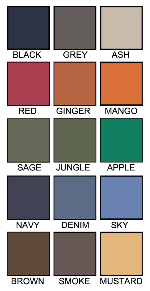 T shirt color chart H